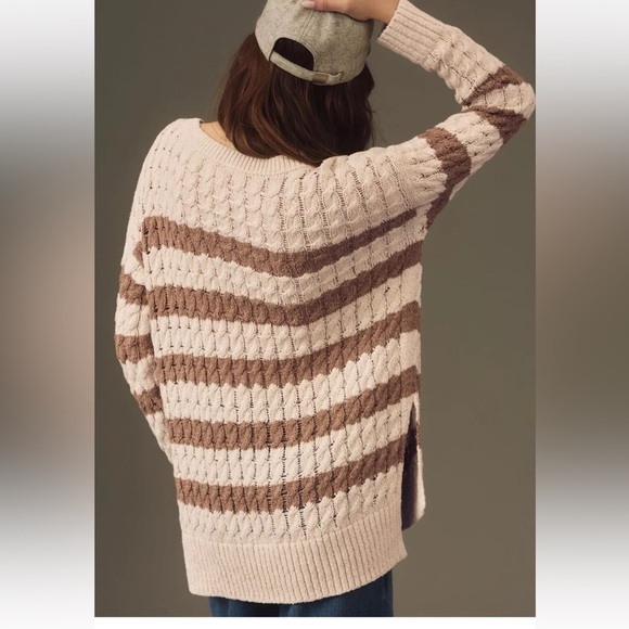 Anthropologie Pilcro Cable-Knit Preppy Striped Sweater - Picture 4 of 14